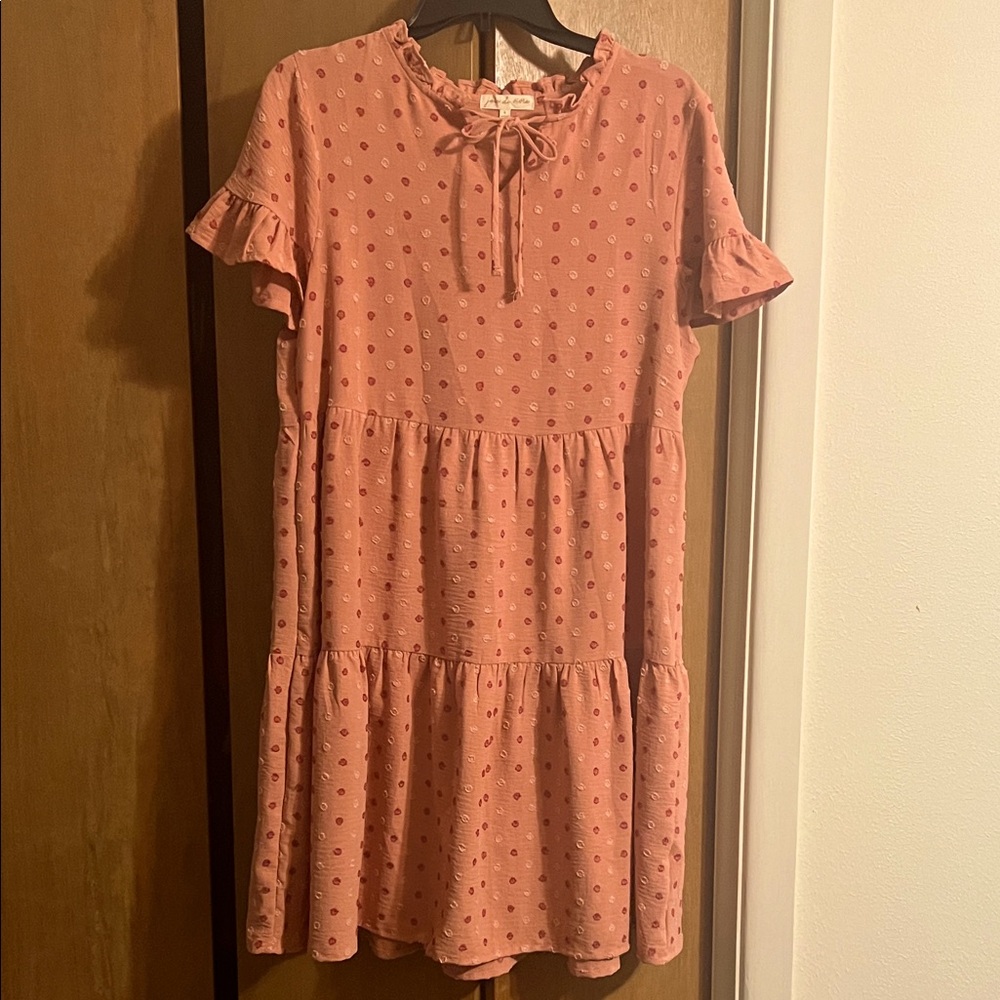 Charming Coral Polka Dot Dress for Kids